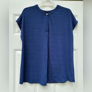 J Jill Wear Ever Collection Blue Short Sleeve Top Sz M Blouse Casual Office